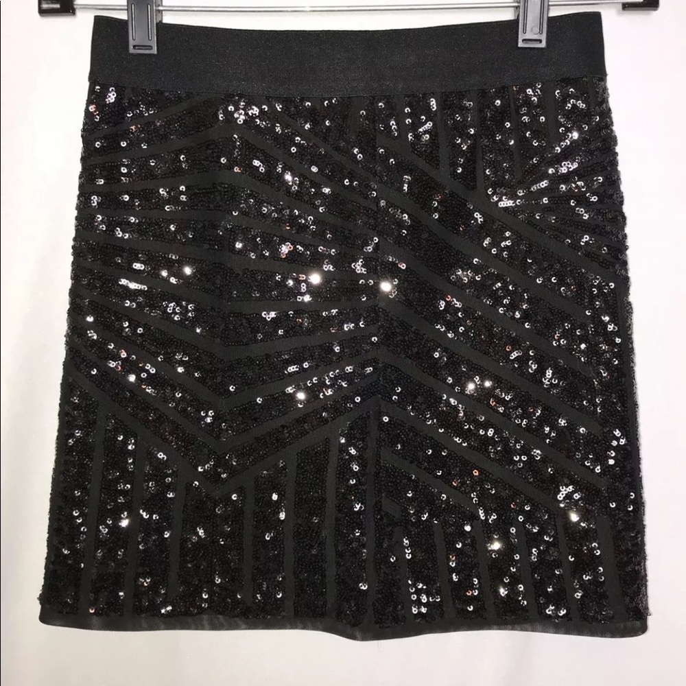BCBG Maxazria PAXTON Black Sequin Skirt Sm…